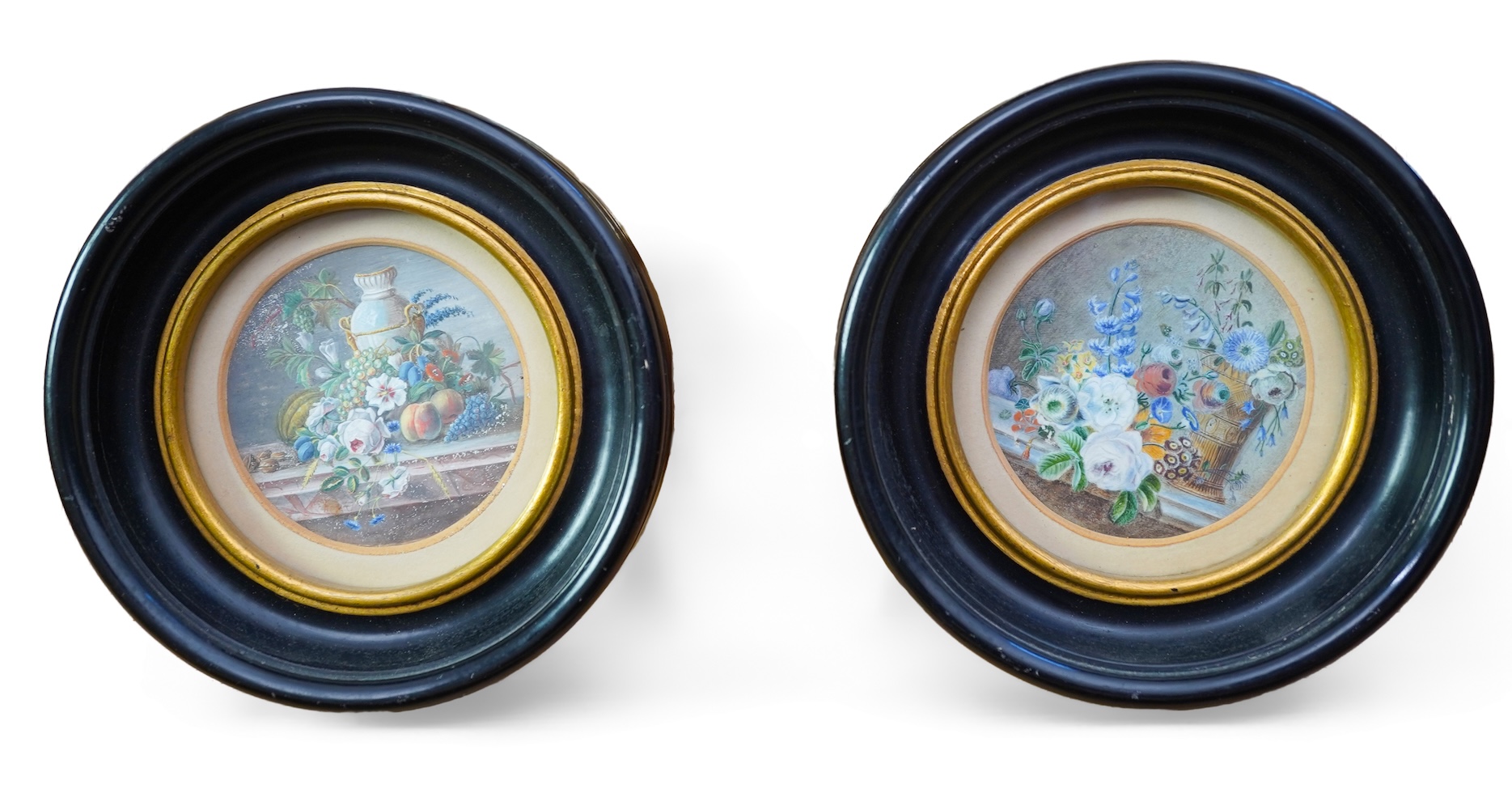 Manner of Christiaen Van Pol, Dutch 1752-1813, A pair of still life studies of fruit, flowers and vessels